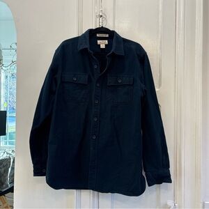 LL Bean Freeport Main Chamois Navy Button Up Shirt Men’s 100% Cotton size L Reg